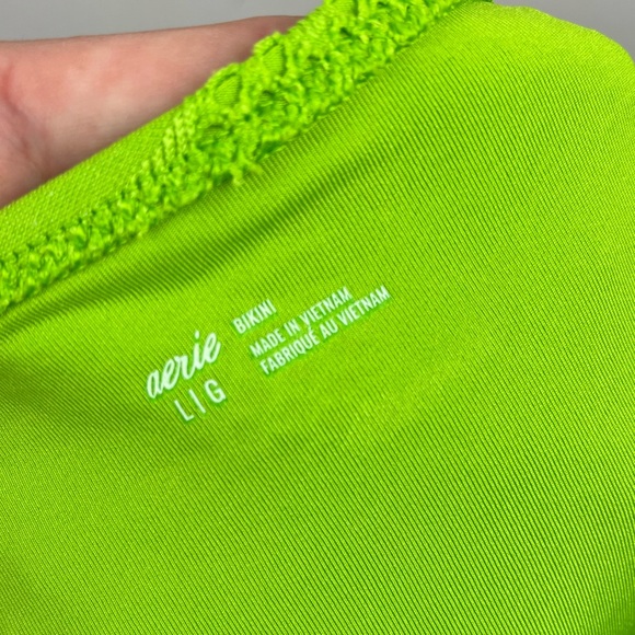 Aerie Green Lace Bikini Swimsuit Scoop Tank Top Bikini Bottom L/XL - Picture 8 of 9